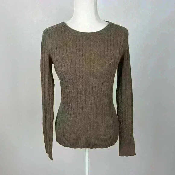 Merona Brown Cable Knit Pullover Sweater Size M - Picture 1 of 8